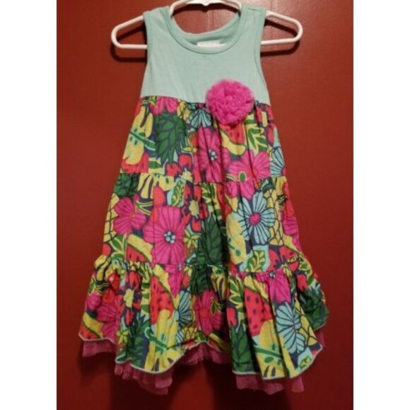 * CHELSEA’S CORNER Tropical Floral Print Racer Back Tank Dress Girls Size 2T - Picture 1 of 5